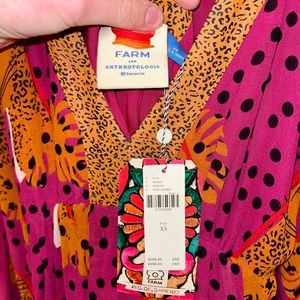 NWT Anthropologie Polka Dot Cheetah Hot Pink Maxi Dress